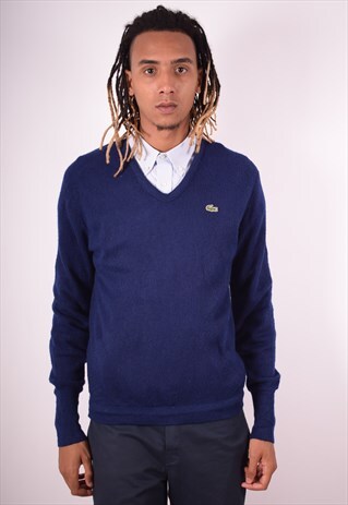 LACOSTE MENS VINTAGE JUMPER SWEATER SMALL BLUE 90S