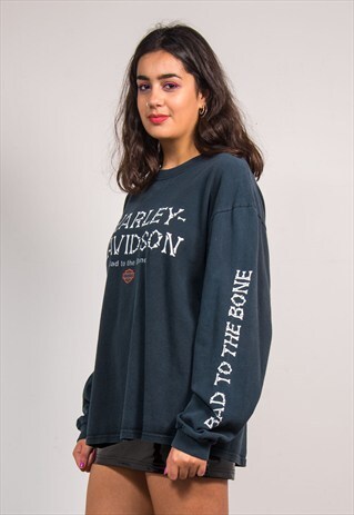90'S HARLEY DAVIDSON BAD TO THE BONE LONG SLEEVE TOP T-SHIRT
