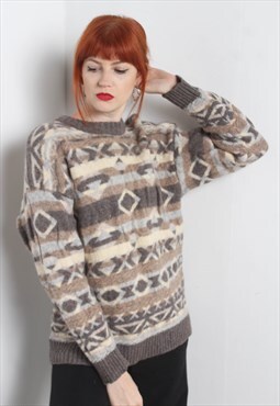 Vintage Abstract Crazy Patterned Jumper Multi