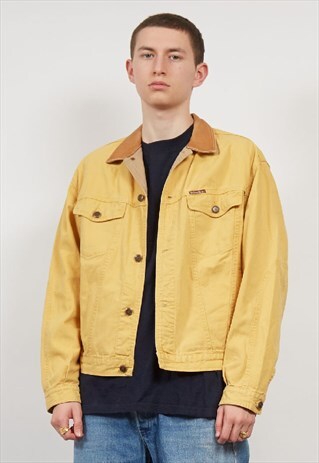 VINTAGE 80'S MARLBORO CLASSICS YELLOW DENIM JACKET