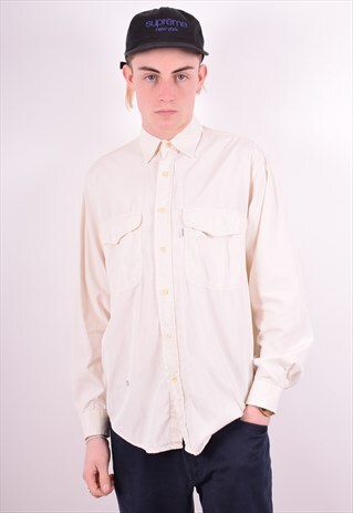 VALENTINO MENS VINTAGE SHIRT MEDIUM WHITE 90'S
