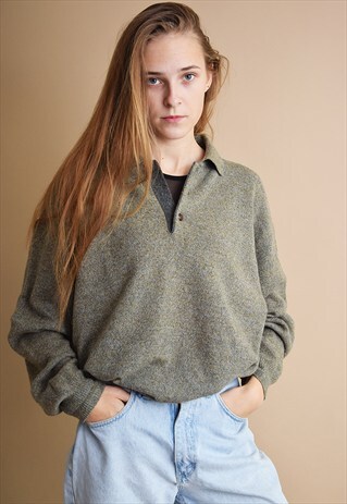 VINTAGE 80'S DAD'S MINIMALIST KNIT WOOLLEN JUMPER TOP