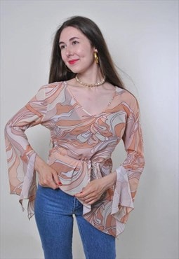 Vintage Y2k sheer blouse, secretary blouse MEDIUM size 