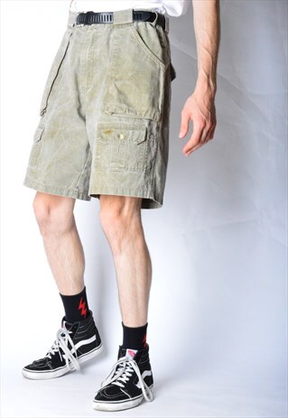 VINTAGE 80S FADED KHAKI CARGO SHORTS