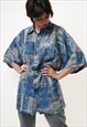 80S VINTAGE SEIDE  ABSTRACT PATTERN MENS STYLE SHIRT 17655