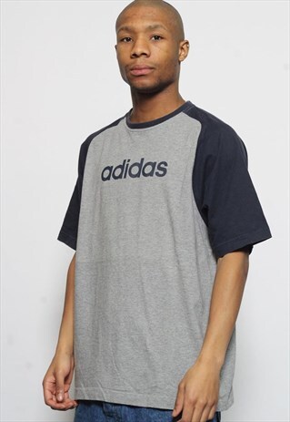 VINTAGE ADIDAS LOGO T-SHIRT GREY