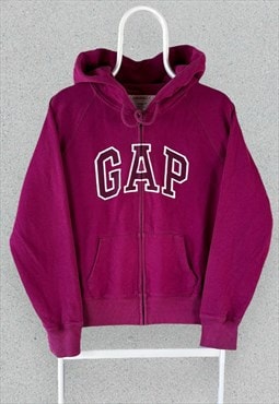 Gap Pink Hoodie Full Zip Up Spell Out Embroidered Womens M