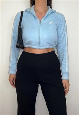 Adidas Blue 1/4 Zip Cropped Sweatshirt
