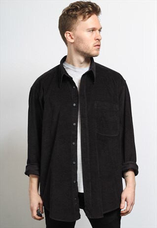 VINTAGE CORDUROY CORD SHIRT BLACK