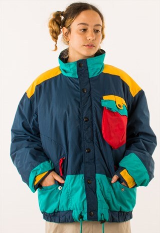 VINTAGE 90S COLOURFUL SKI PUFFER JACKET