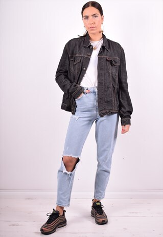 LEVI'S WOMENS VINTAGE DENIM JACKET XL GREY 90'S