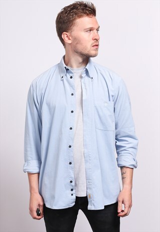VINTAGE CORDUROY CORD SHIRT BLUE