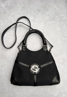Gucci Britt Crossbody Bag Handbag Authentic Black GG Silver 