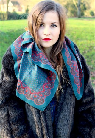 VINTAGE 70S ITALIAN SCARF - PATTERNED - HEAD SCARF FESTIVAL