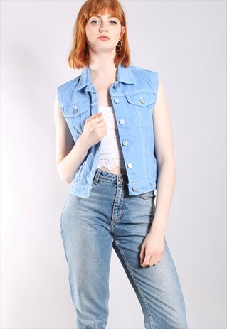 VINTAGE 90S POLO RALPH LAUREN SLEEVELESS DENIM JACKET