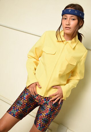 VINTAGE 90S RETRO MINIMALIST PARIS CHIC YELLOW JACKET