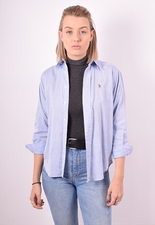 POLO RALPH LAUREN WOMENS VINTAGE SHIRT SMALL BLUE 90S