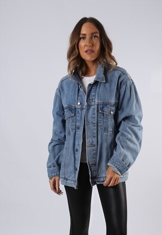 VINTAGE DENIM JACKET OVERSIZED FITTED UK 16 XL (C3C)
