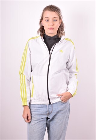ADIDAS WOMENS VINTAGE TRACKSUIT TOP JACKET MEDIUM WHITE 90'S
