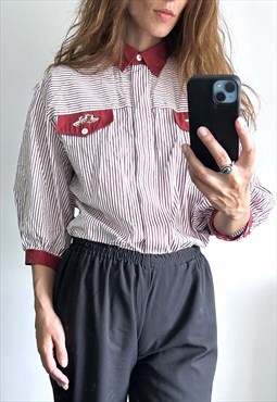 Country Trachten Cotton Ladies Blouse Shirt Large