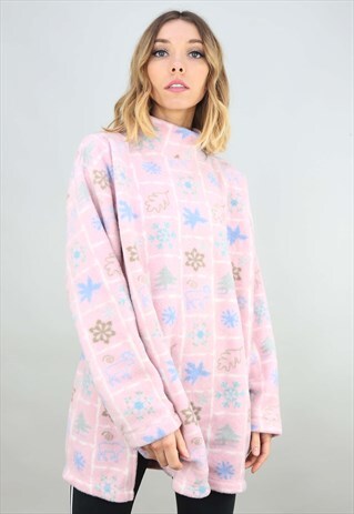 VINTAGE 90S OVERSIZED PATTERNED FLEECE