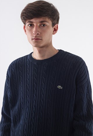 VINTAGE LACOSTE SWEATER 90S NAVY BLUE KNIT KNITTED