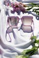 LILAC FRONT LENS CHUNKY SQUARE ANGLED SUNGLASSES