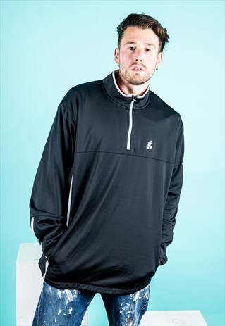 VINTAGE NIKE PULLOVER JACKET IN BLACK WITH A 1/4 ZIP