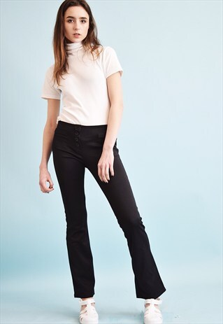 90'S RETRO BOHO STRETCH FLARE LYCRA TROUSERS