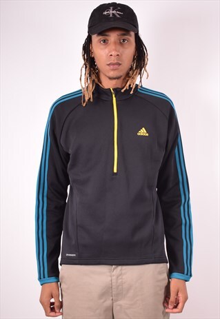 ADIDAS MENS VINTAGE SWEATSHIRT JUMPER XL BLACK 90S