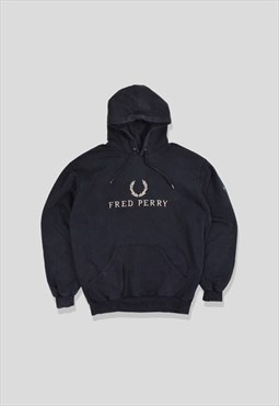 Vintage 90s Fred Perry Embroidered Logo Hoodie in Black