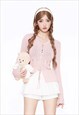 TRANSPARENT SWEATER FLARE SLEEVES SHEER KNITTED JUMPER PINK