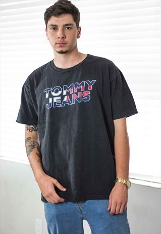 VINTAGE TOMMY JEANS HILFIGER T-SHIRT LOGO 90S X 9.6