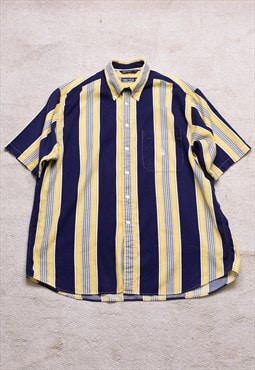 Vintage 90s Nautica Navy Yellow Striped Shirt