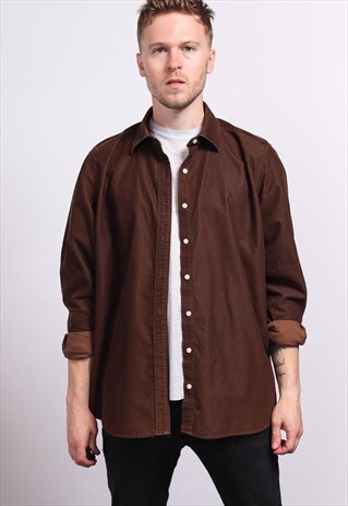 VINTAGE CORDUROY CORD SHIRT BROWN