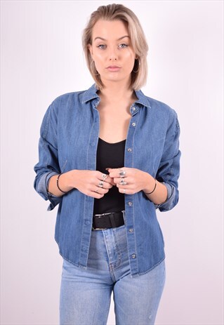 LEVI'S WOMENS VINTAGE DENIM SHIRT MEDIUM BLUE 90'S