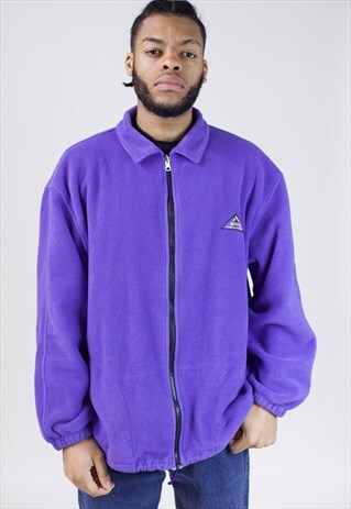 VINTAGE 90S PURPLE PATTERNED ZIP-UP FLEECE
