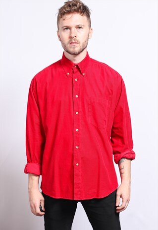 VINTAGE CORDUROY CORD SHIRT RED