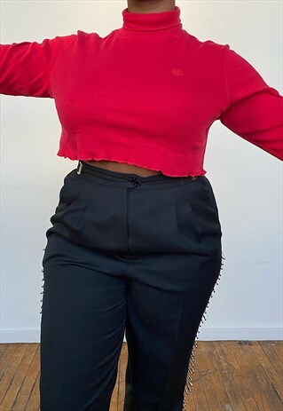 VINTAGE 90S RE-WORKED RED BILL BLASS CROP TOP (S)