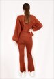 KNITTED LOUNGEWEAR SET IN CAMEL  JUMPER AND TROUSERS