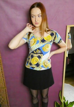 Vintage shell baroque patterned top (Up to a size 12)