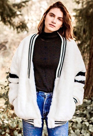 COLOR BLOCK FAUX FUR COAT