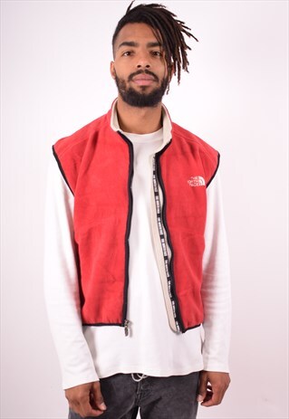 THE NORTH FACE MENS VINTAGE FLEECE GILET MEDIUM RED 90S