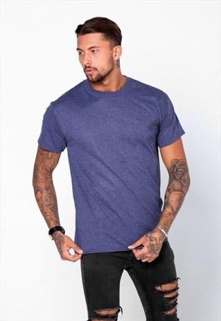 ESSENTIAL BLANK T-SHIRT - HEATHER NAVY BLUE