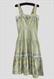 Louis Caring 70's Vintage Prairie Pale Green Sundress Dress