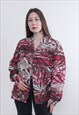 Vintage 80s abstract shirt, relaxed patterned button up 