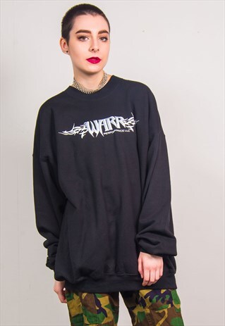 VINTAGE 90'S BLACK Y2K STYLE PRINT SWEATSHIRT