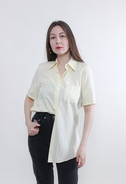 Vintage 90s summer light shirt, minimalist button up LARGE