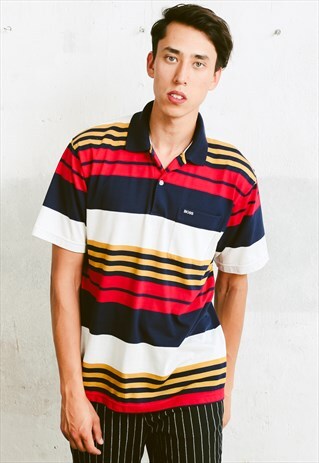 VINTAGE HUGO BOSS STRIPED POLO SHIRT