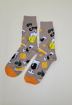 Happy Beer Pattern Cozy Socks